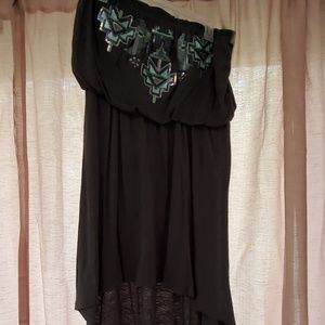 High-low strapless dress w/sequin detail